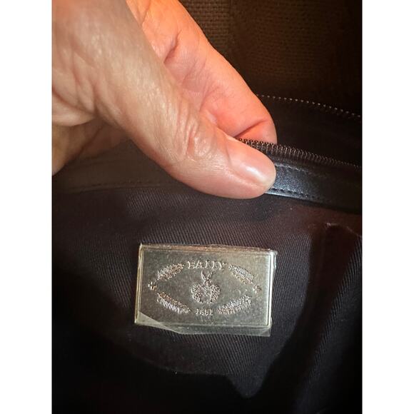 RARE BALLY GREEN W/ STRIPE TOTE W/LEATHER & SILVER HARDWARE/ CLOCHETTE - Picture 8 of 14